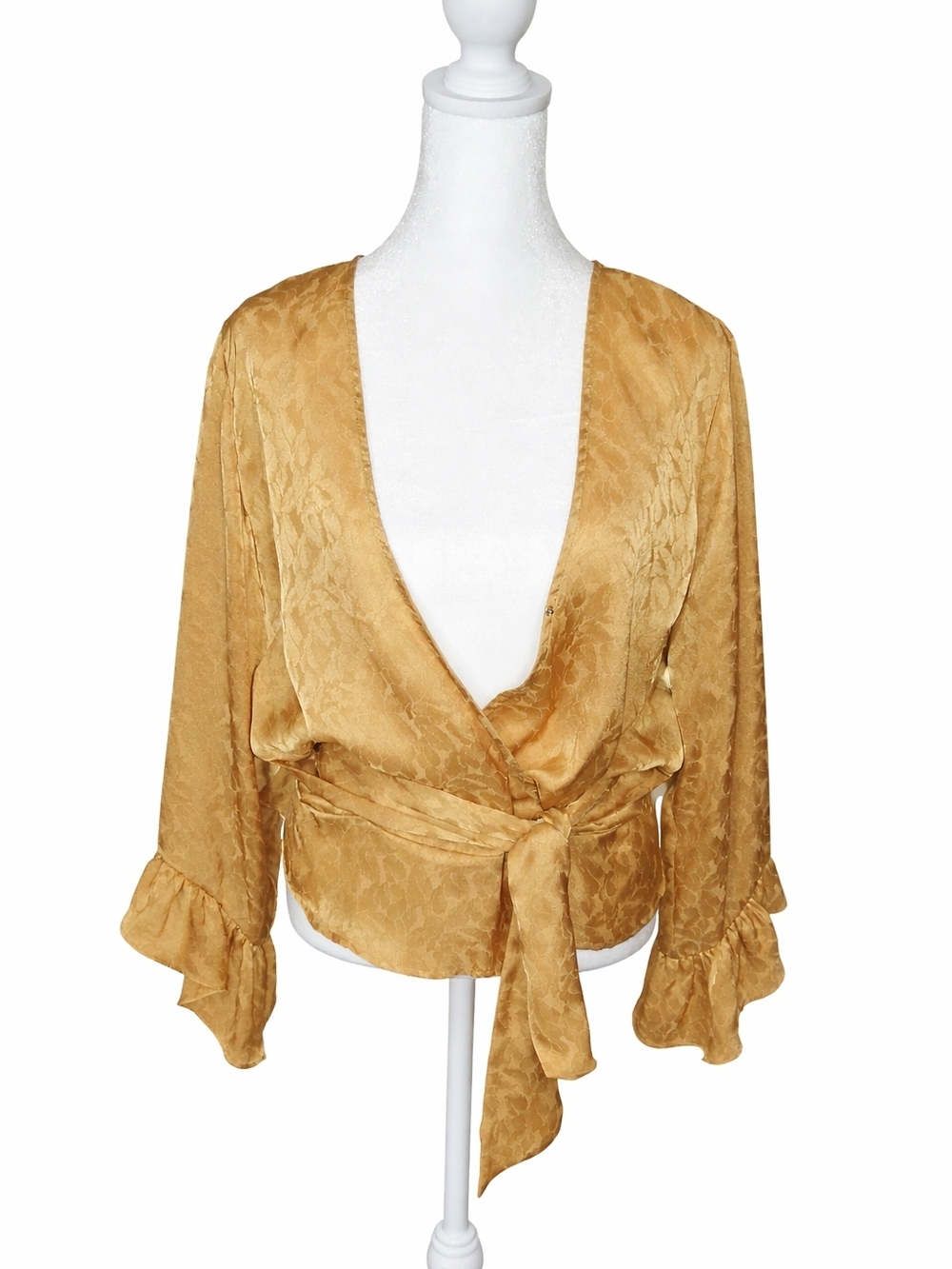 Guess Gold Wrap Blouse with Tie Waist - Picture 1 of 2